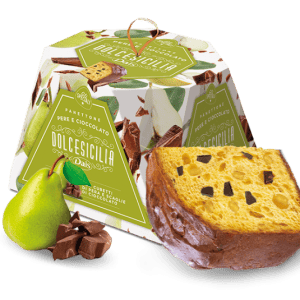 DOLCE SICILIA Panettone pyragas su kriaušių cukatomis bei kartaus šokolado trupiniais 750g